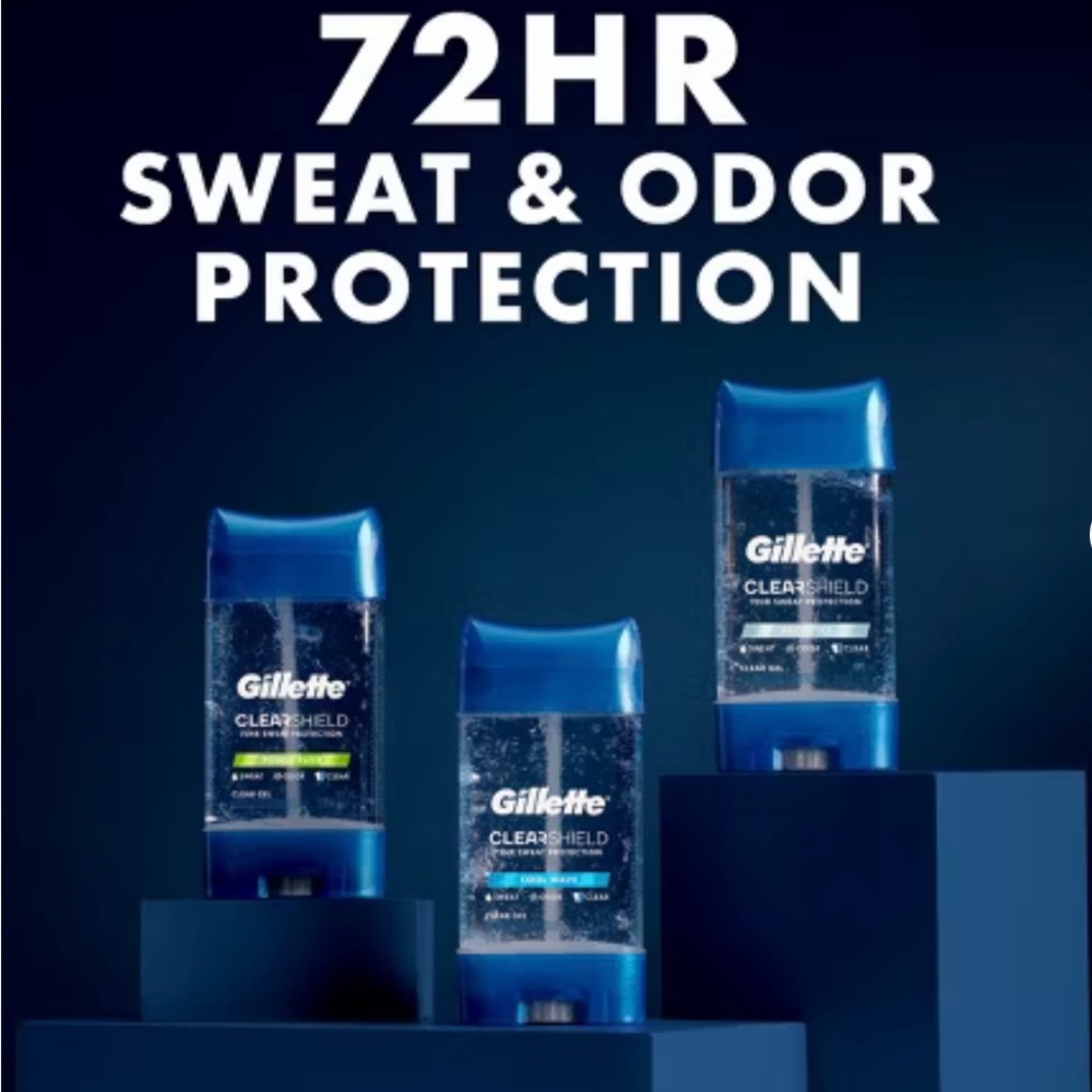 4x Gillette Clear Shield Blue Deodorant